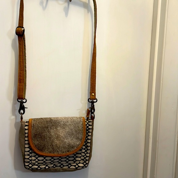 Myra Bag Olive Upcycled Canvas & Cowhide Fanny Pack / Belt Bag - Unique Eco-Friendly
